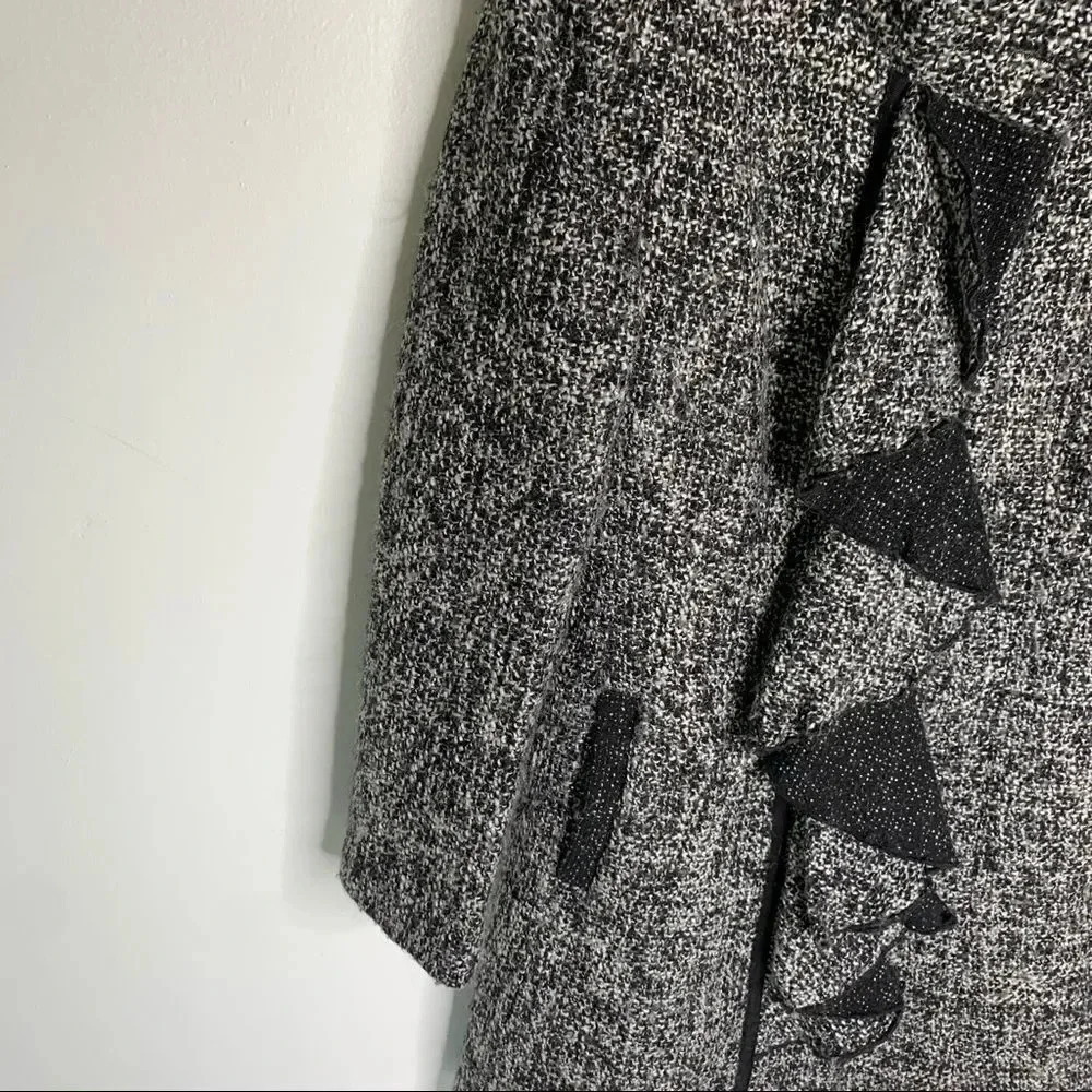 Tahari Wool Blend Tweed Jacket Ruffle Detail - Picture 4 of 10